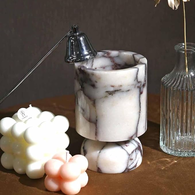 Vintage Marble Pillar Candle Holder, Natural Marble Candlestick Holder, French Centerpieces for Table, Elegant Marble Home Decor for Anniversary Weddings Valentine's Day