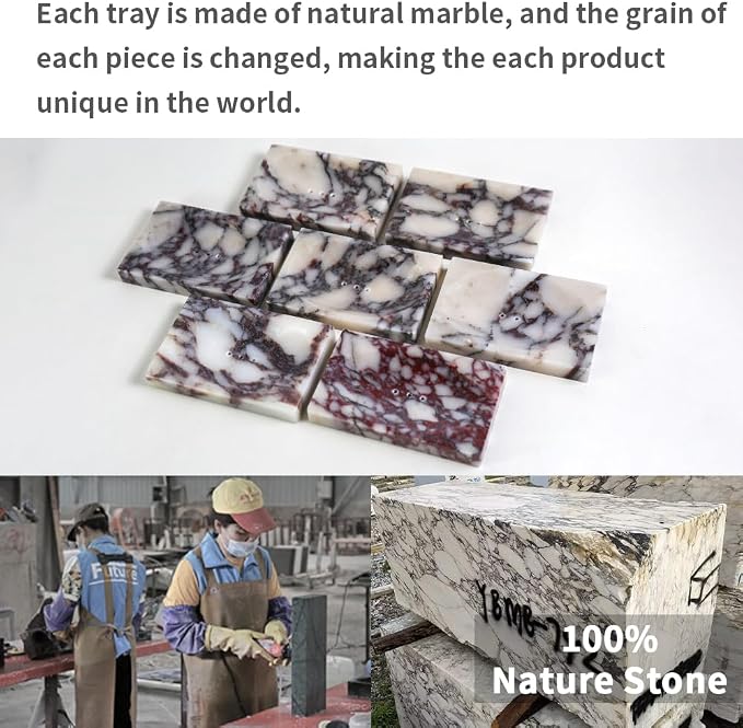 Luxurious Natural Marble Soap Dish Tray Marble Soap Holder Trinket Plate for Bathroom Sink Kitchen Countertop Bedroom Vanity Bathroom Accessory Rectangular (2 Pack)