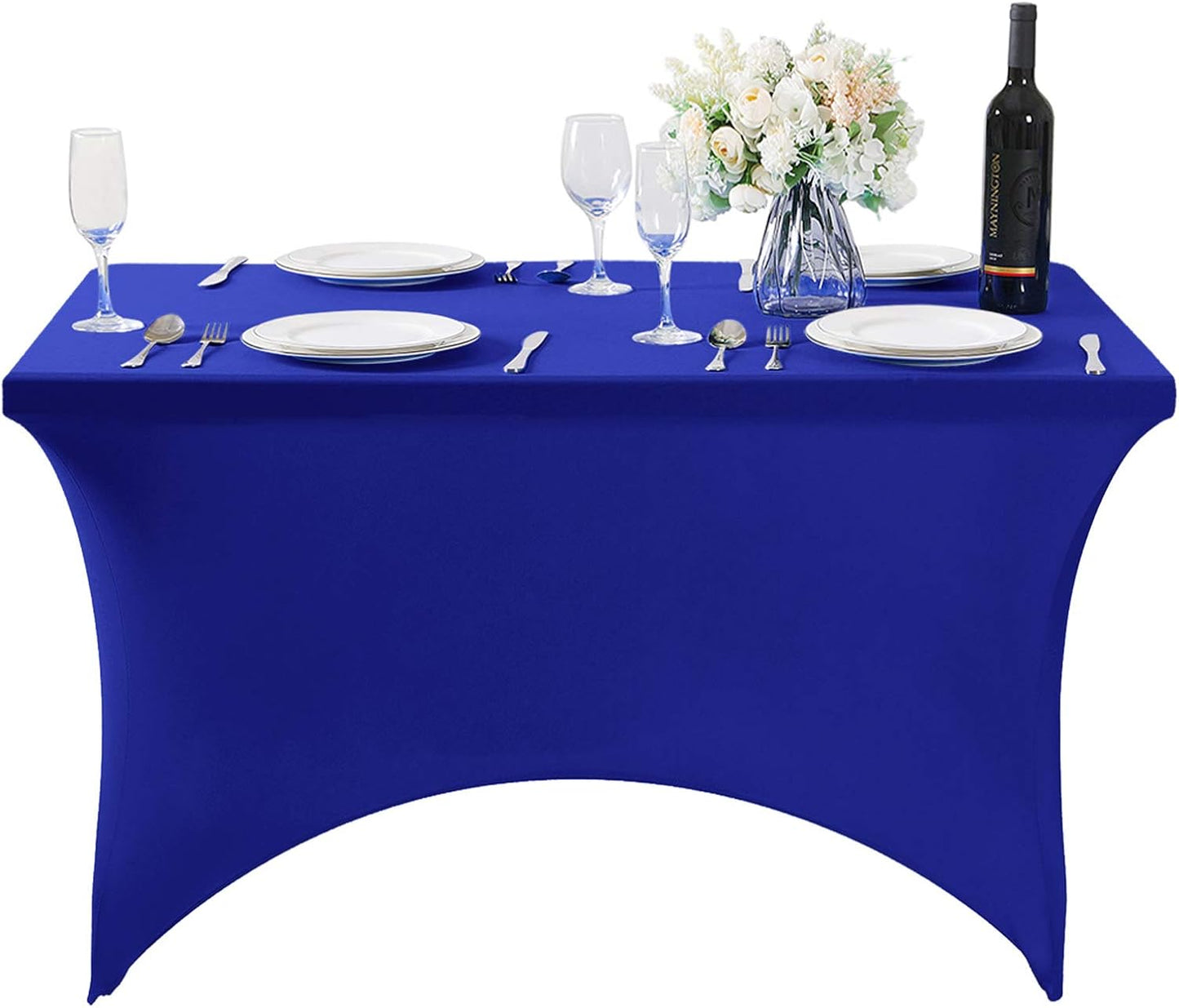 2Pack Spandex Table Cover for 4FT or 6ft or 9ft Table Universal Fitted Stretch Tablecloth for Party, Banquet, Wedding and Events-Royal Blue