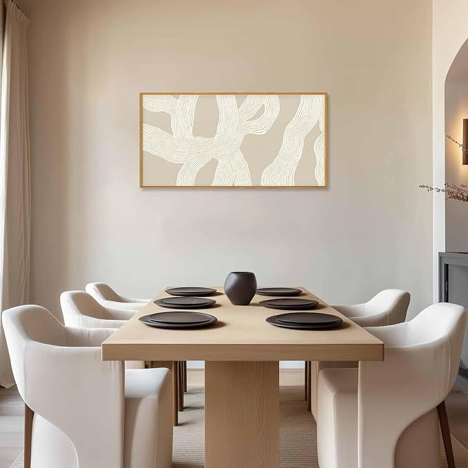 HPNIUB Large Abstract Beige Framed Canvas Prints Wall Art Set,Neutral Minimalist Lines Wall Decor,Modern Textured Artwork for Living Room, Bedroom,Dining Room, Office, Bathroom Decor-20 x40