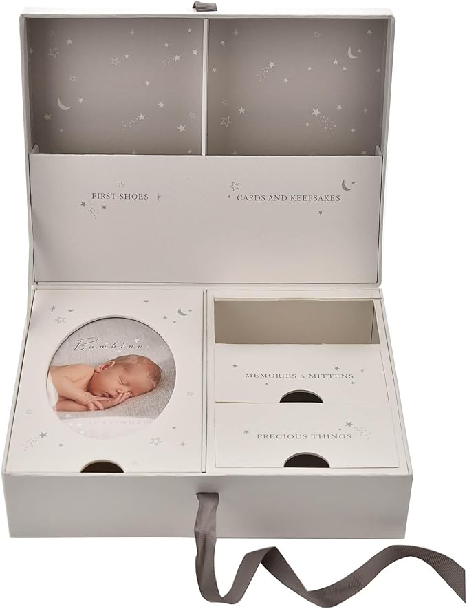 Happy Homewares Beautiful Bambino Baby White Keepsake Box with Drawers - Sometimes The Littlest Things - Perfect for Storing Baby's First Tooth or Curl