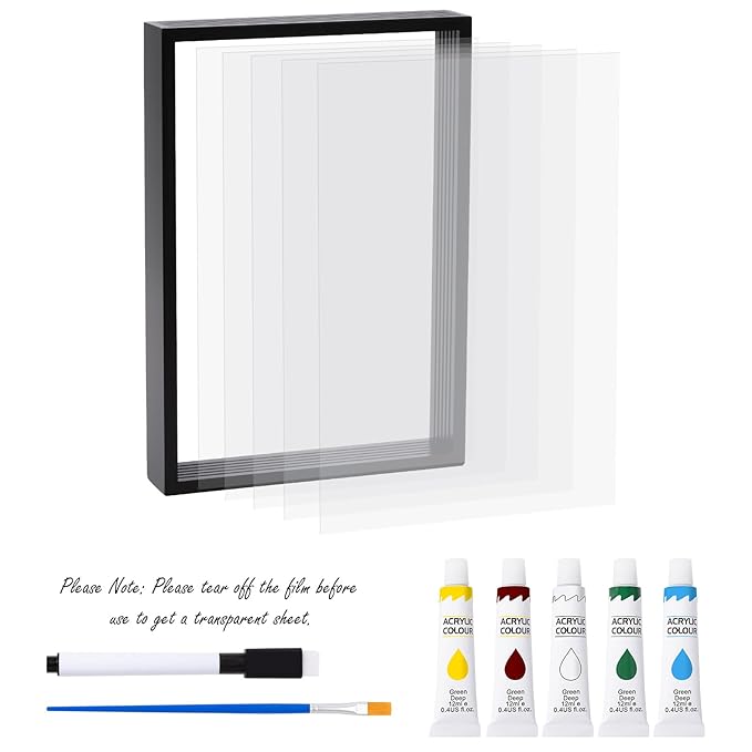 Family Handprint Kit, DIY Art Print Wooden Frame for Family Night, Gifts for New Parents, Adoption Gifts, 5 Non-Toxic Paints (Black)