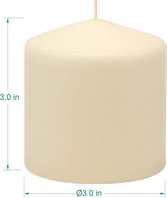Stonebriar Unscented Pillar Candles – 18 Hour Burn Time, Long-Lasting Wax Candles for Weddings, Holidays, Home Décor & Special Events, Pack of 3, Ivory, 3" x 3"