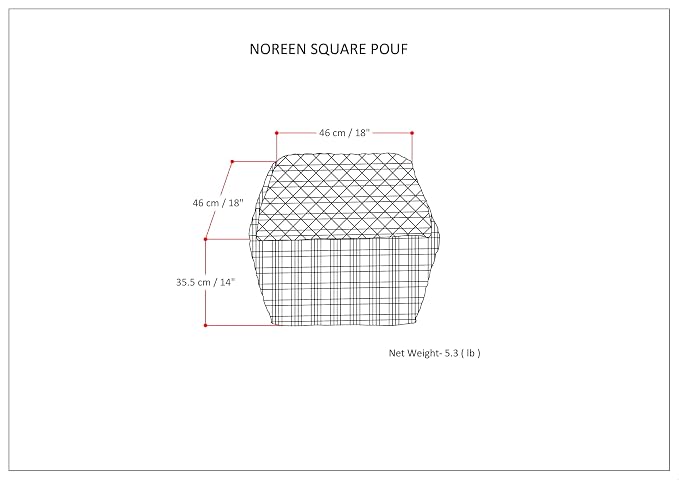 SIMPLIHOME Noreen Square Pouf - 18 inch Wide Upholstered Handwoven Cotton Ottoman in Light Blue and White, Boho Footstool or Extra Seating for Living Room with Polystyrene Filling, Assembled