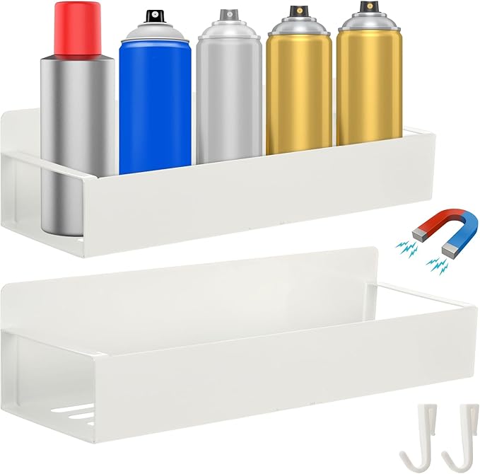 2 Pcs Magnetic Aerosol Spray Can Holder, Magnet Toolbox Bottle Holder, Wall Mounted Spray Bottle Rack, Mechanic Paint Can Organizer, Tool Box Storage Rack for Garage Home Workspace