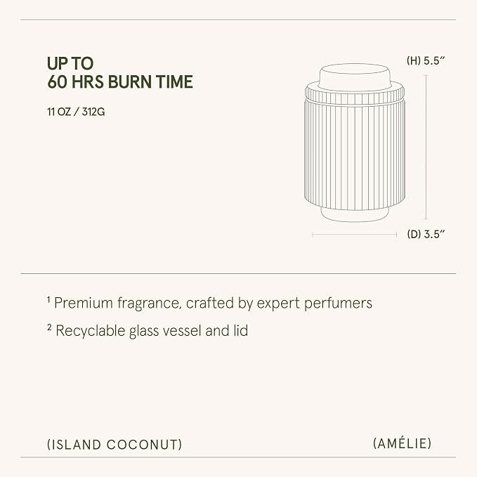 LA JOLIE MUSE Island Coconut Vanilla Scented Candles for Home, Natural Soy | Large Jar Luxury Candles, Clean Non Toxic, Gift for Women & Men, Decorative Gourmand Summer Candle, Tropical Candles, 11oz