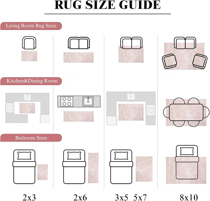 9x12 Washable Area Rug, Pink Solid Area Rugs for Living Room & Bedroom | Stain-resistant & Non-slip backing,Low Pile Washable Large Carpet, Solid Vintage Style For High Traffic Areas(9x12,Pink)