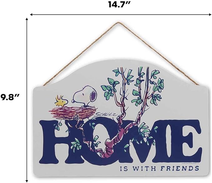 Peanuts Snoopy Home is With Friends Hanging Wood Wall Decor - Adorable Snoopy Sign for Home