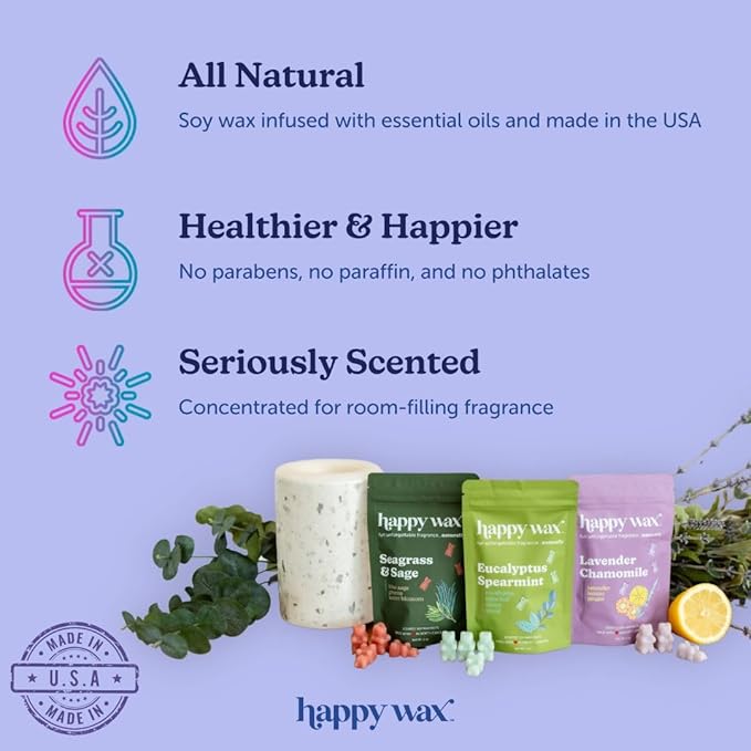 Happy Wax Desert Torchwood Scented Bear Wax Melts - Natural Strong Scented Woodsy Wax Melts Infused w/Essential Oils - Non Toxic & Pet Safe - (8 oz Pouch)