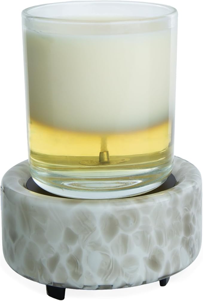 Candle Warmers ETC 2-in-1 Candle and Fragrance Warmer for Warming Scented Candles or Wax Melts and Tarts with to Freshen Room, Swirl Glass