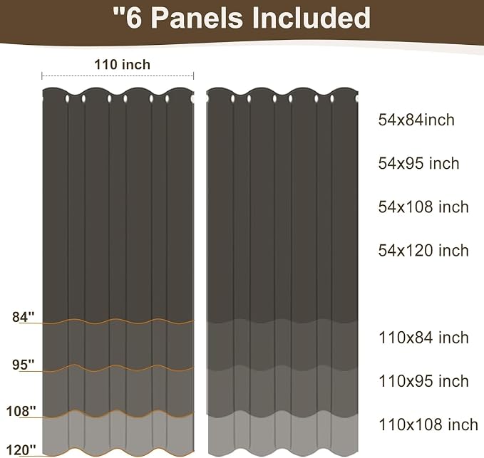 HolidayIdeas 6 Panels White Outdoor Sheer Curtains for Patio Waterproof 110x95 Inch-Extra Wide Voile Outside Curtains Light Filtering Grommet Drapes for Gazebo, Front Porch, Exterior Patio, Pool