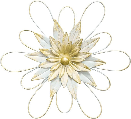 hogardeck Metal Flower Wall Decor - 13" Metal Floral Wall Decoration for Bedroom, Living Room, Bathroom, Kitchen, Outdoor Wall Art