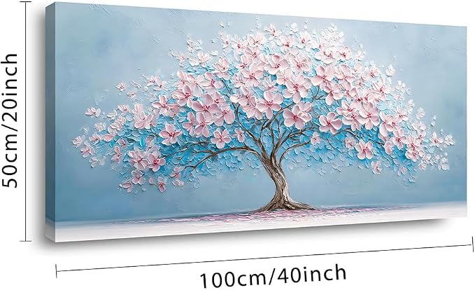 Ggaafet Pink Blue Tree Wall Art for Bedroom Canvas Oil Painting Prints Beautiful Tree of Life Art Deco Modern Artwork Office Family Dining Room Decor