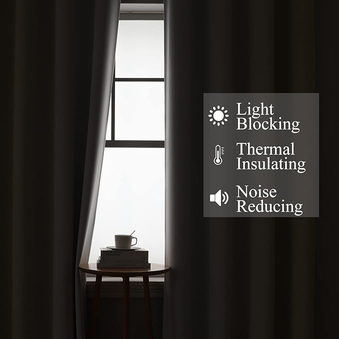Estelar Textiler Beige and Grayish White Blackout Curtains & Drapes for Bedroom, Thermal Insulated Ombre Blackout Drapes, Full Room Darkening Energy Saving Curtains for Living Room, 52Wx45L, 2 Panels