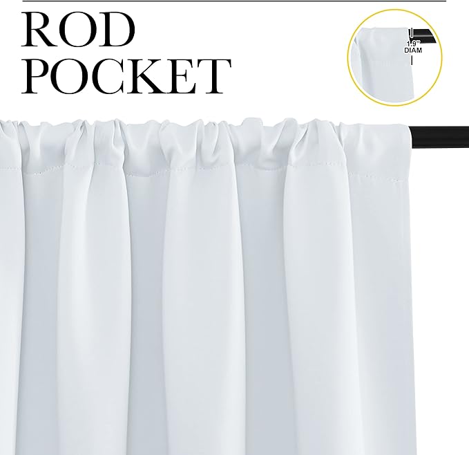 NICETOWN Greyish White Window Curtain Panels - Thermal Insulated Rod Pocket Room Darkening Curtain Sets for Bedroom (Greyish White, 2 Panels, 29 by 50)