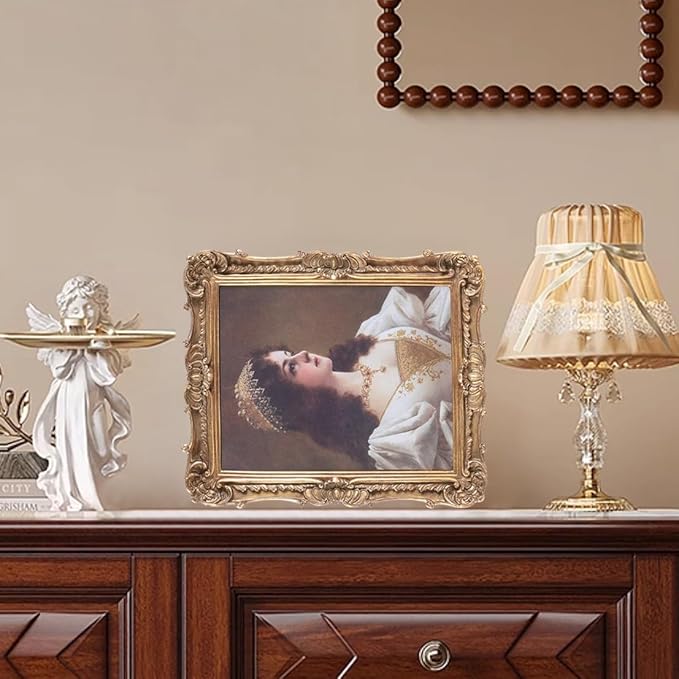 Antique Picture Frames 8x10 Vintage Victorian Ornate Picture Frames with Front Glass Wall Mount and Tabletop Baroque Home Decor Retro Gallery Wall Decor,1 Pack,Bronze