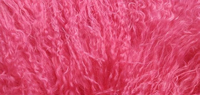 Real Tibetan Mongolian Lamb Sheepskin Wool Fur Super Soft Plush Leather Pillowcase Cushion Cover,Watermelon Red,16x16inch
