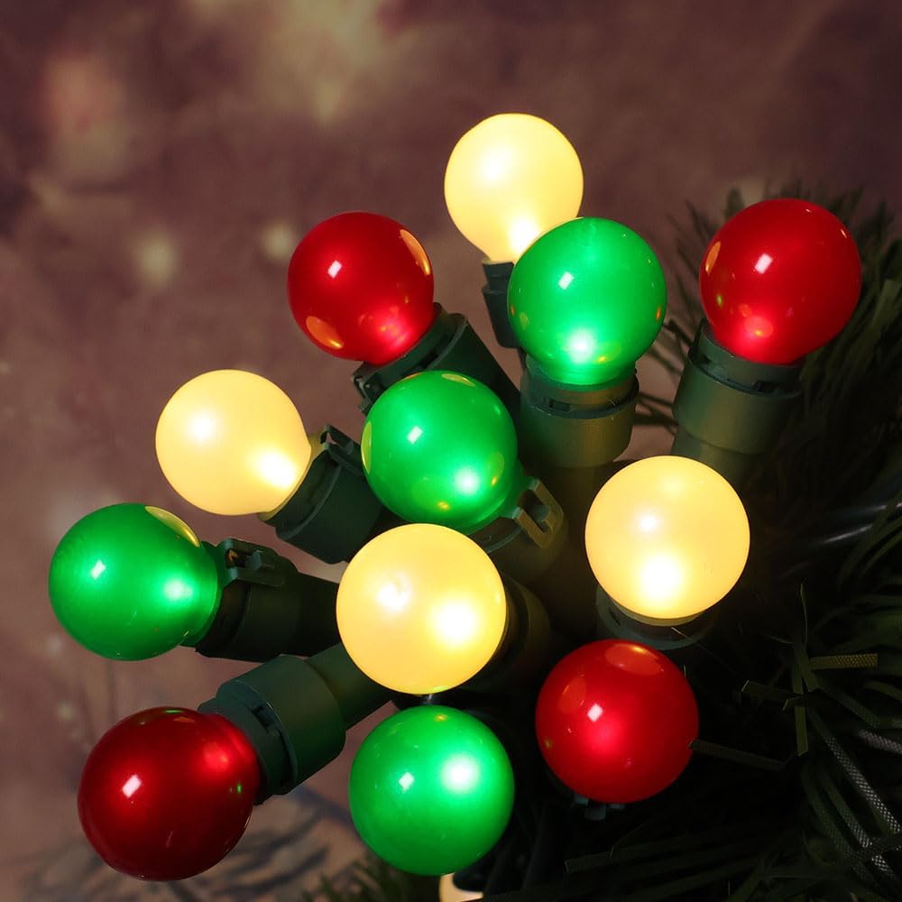 Red White and Green Christmas Lights G15 70 LED Globe String Lights Plug in Christmas Decor String Lights Outdoor Indoor for Tree Patio Party Garden Yard Gazebo Wedding