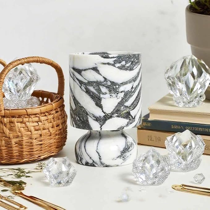Modern Marble Pillar Candle Holder, Natural Marble Candlestick Holder, French Centerpieces for Table, Elegant Marble Home Decor for Anniversary Weddings Valentine's Day