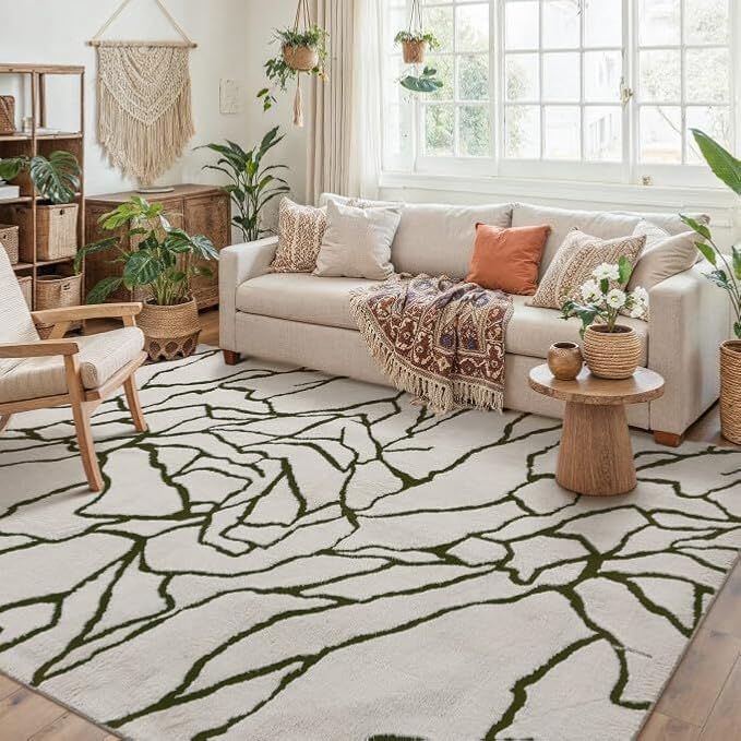 PureCozy Super Soft Shag Rug 4x6 for Living Room Modern White Washable Small Area Rugs High Pile Non-Shedding Throw Rugs Non Slip Indoor Office Carpet for Playroom Bedroom Home Aesthetic Decor