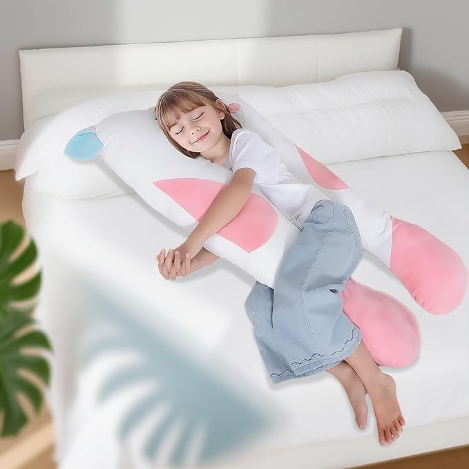 47x23 inch U Shaped Long Plush Body Pillows for Kids, Stuffed Animal Unicorn Soft Large Pillow for Sleeping, Big Cute Plushies, Washable Cover, Gift for Boys and Girls