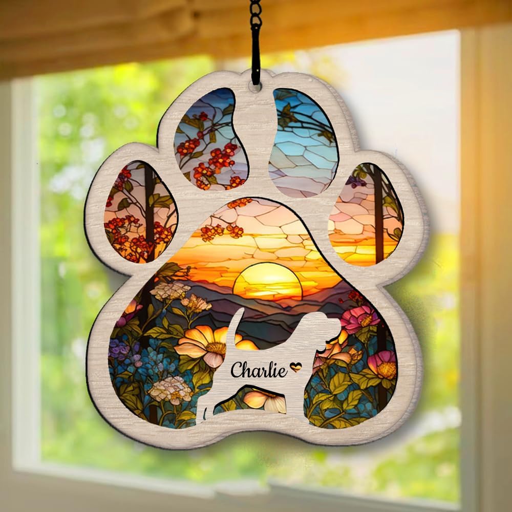IZI POD Personalized Beagle Suncatcher Dog Memorial Gifts, Custom Beagle Ornament Christmas Tree, Pet Remembrance Gift, Loss of Dog Sympathy Gift, Pets Memorial Ornament, Pet Loss Suncatcher