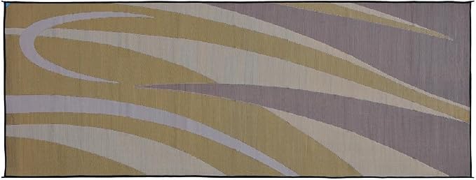 Stylish Camping Ming's Mark GC7 Stylish Camping Reversible Graphic Patio Mat - 8' x 20', Brown/Gold