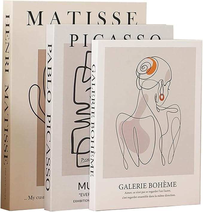 Set of 3 Decorative Books for Home Decor,Stylish Fake Books for Decoration, Aesthetic Decor Books Set for Coffee Table,Bookshelf,Mantel,Living Room,Hotel,Villa Decor,Storage Box for Photos