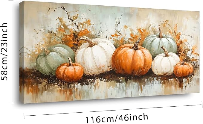 Ggaafet Autumn Pumpkin Wall Art for Living Room Canvas Oil Painting Prints Beautiful Fall Still Life Art Deco Retro Rustic Artwork Office Bedroom Farmhouse Dining Room Decor Large