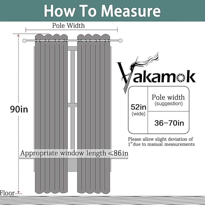 Yakamok Blackout Curtains Room Darkening Thermal Insulated Window Panels,Solid Grommet Top Drapes for Bedroom/Living Room(52Wx90L, Dark Green, 2 Panels)
