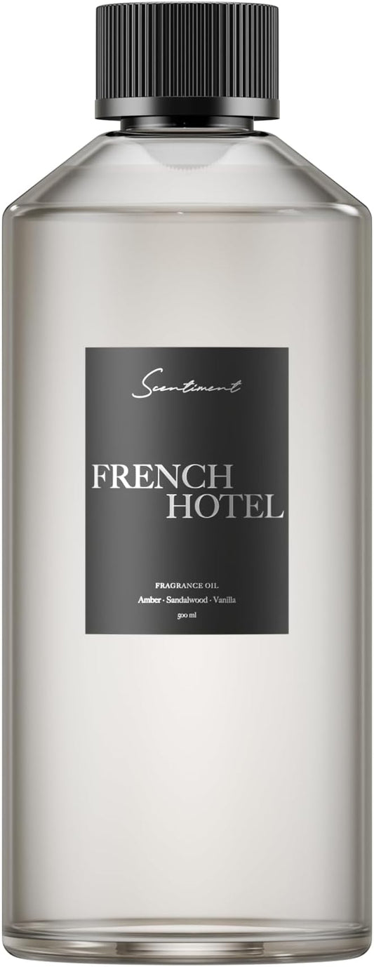 Scentiment French Hotel Fragrance Oil for Diffusers, 500ml – Luxury Parisian Hotel Scent with Lemon, Rose, Sandalwood, Vanilla & Amber – Long Lasting Aromatherapy Oil