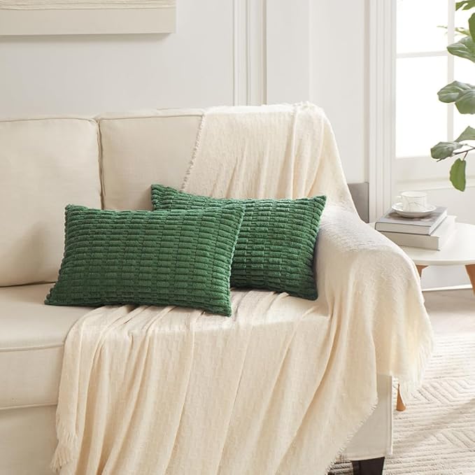 Fancy Homi 4 Packs Decorative Throw Pillow Covers for Living Room Couch Bed, Modern Farmhouse Boho Home Décor Accent Cushion Case, 24" x 16" (Pack of 4), Green Series
