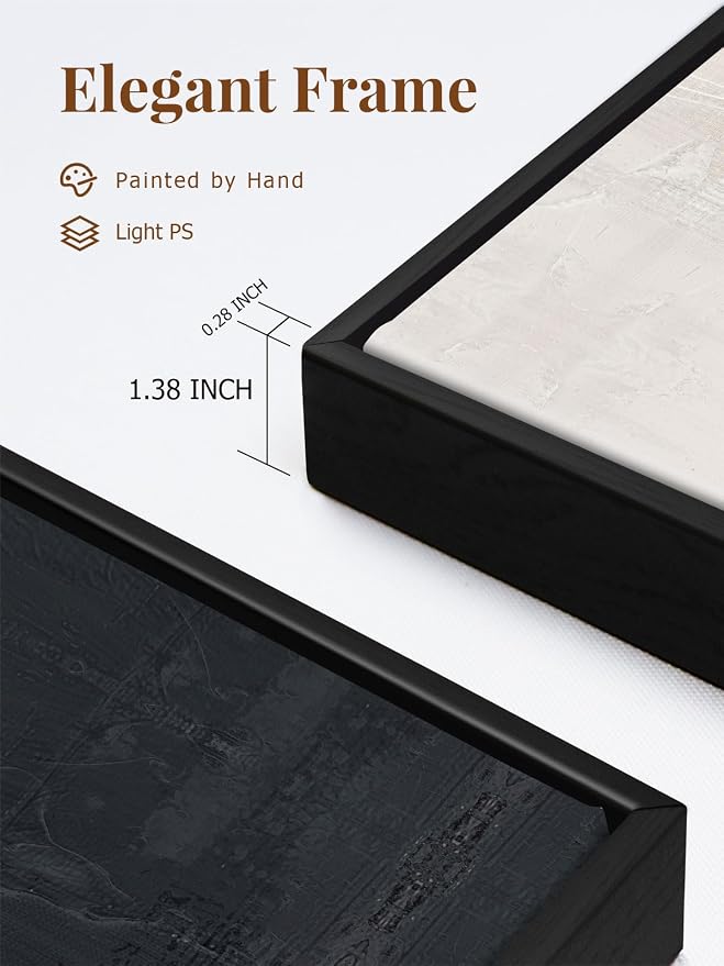 SAFERRYHOME Set of 2 Modern Grey and Black Abstract Wall Art - Framed Canvas Paintings for Living Room, Bedroom, Office Décor - 24x36 Inches Each