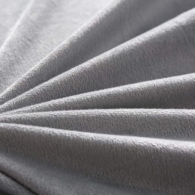 Faux Fur Velvet Fluffy Bedding Duvet Cover Set Down Comforter Quilt Cover with Pillow Shams, Ultra Soft Warm (Queen, Light Gray)