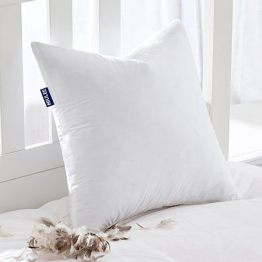 MIULEE Feather Pillow Insert 28x28, Decorative Down Feather Fluffy Throw Pillow Cotton Fabric for Living Room Sofa Bed