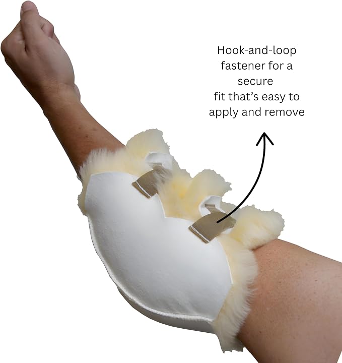 Sheepskin Ranch 100% Medical Sheepskin Elbow Pad – Genuine Australian Wool Cushion for Pressure Relief, Hypoallergenic & Washable – Soft, Breathable, Odor-Resistant Protector for Comfort & Support, Made in the USA