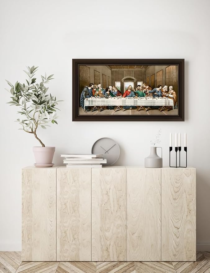 DECORARTS - The Last Supper by Leonardo Da Vinci Giclee Reproduction, Giclee Print on Acid-Free Cotton Canvas with Matching Deep Brown Solid Wood Frame