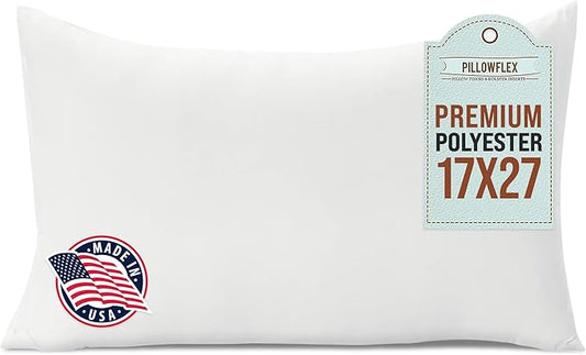 Pillowflex Premium Polyester Throw Pillow Insert - 17x27 - Ultra Soft Large Rectangle Throw Pillow, Couch Sham, Lumbar, Back, Sofa - Machine Washable - Decorative Accent Form - 1 Soft Pillow