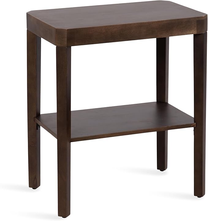 Kate and Laurel Talcott Modern Rectangle Wood Side Table; 22 x 14 x 26; Dark Brown; Transitional Decorative Two-Tier End Table for Use as a Bedroom Nightstand or Living Room Accent