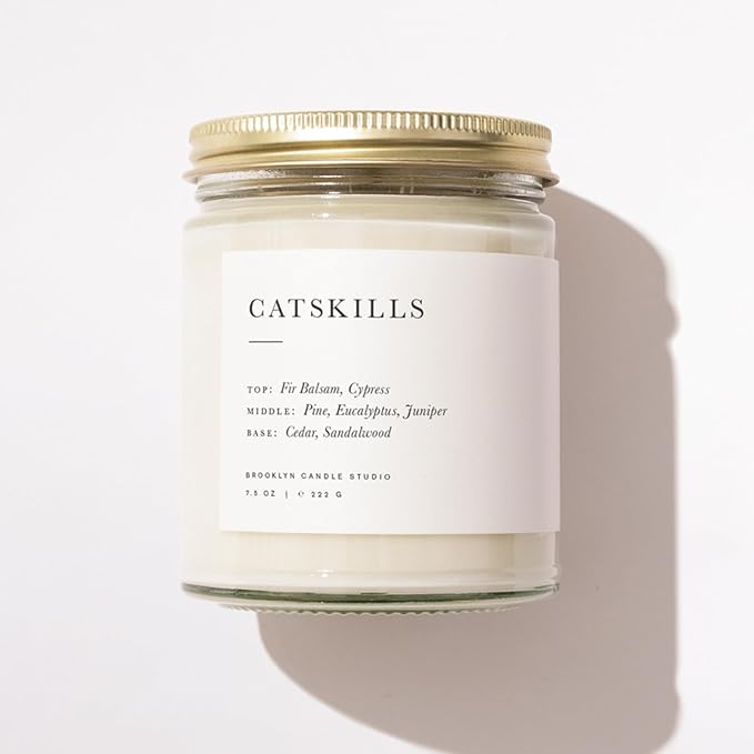 Brooklyn Candle Studio Catskills Jar Candle - Luxury Scented Candle, Vegan Soy Wax, Hand Poured in The USA, 50 Hour Slow Burn Time - 7.5oz
