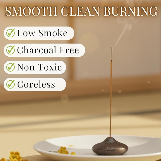 Osmanthus Premium Japanese Incense Sticks 60sticks Coreless Low Smoke Natural Charcoal Free Non Toxic Aromatherapy Meditation Calming Stress Relief Relaxation Yoga TOMORI