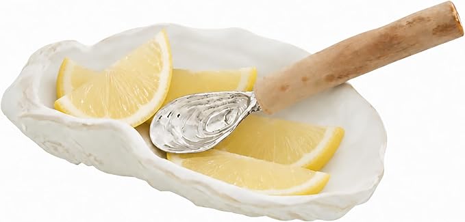 Mud Pie Oyster Bowl For Dips, Includes Oyster Dipping Spoon