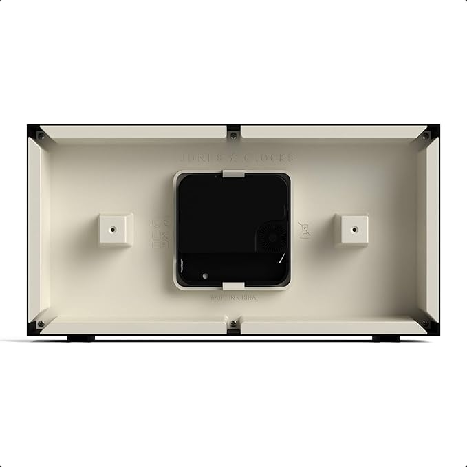 JONES CLOCKS® Odeon Desk Clock | Modern Rectangular Design | Black | Stylish Retro Look for Shelf, Table, Mantel or Bedside
