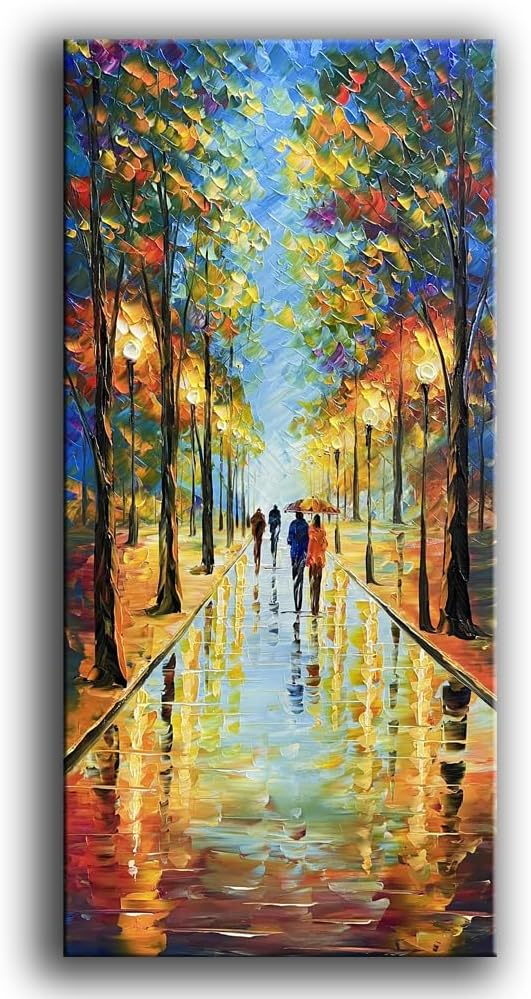 Tyed art- Large Vertical Wall Art ,handpainted Canvas Paintings Landscape Trees,Framed Textured Wall Art,Modern Home Wall art Living room bedroom bedside sofa background Wall Decor , Landscape Artworks Picture 60 by30 inch