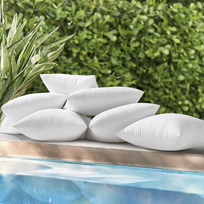 MIULEE Pack of 2 22x22 Inch Outdoor Pillow Inserts Waterproof Decorative Throw Pillow Insert, Square Lumbar Garden Pillow Form for Patio Sofa Couch