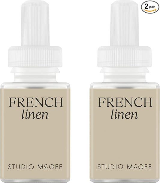 Pura x Studio McGee Home Scent Refill - Smart Air Diffuser - Long-Lasting Luxury Fragrance per Refill - Home Essential - Clean & Safe Diffuser Fragrance - 2 Pack, French Linen