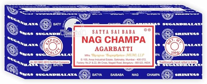 Satya Sai Baba Satya Nag Champa Incense Sticks 250 gmx 2 Pack (500 GMS), Agarbatti Hand Rolled Agarbatti Fine Quality Incense Sticks for Purification, Relaxation, Positivity, Yoga & Meditation