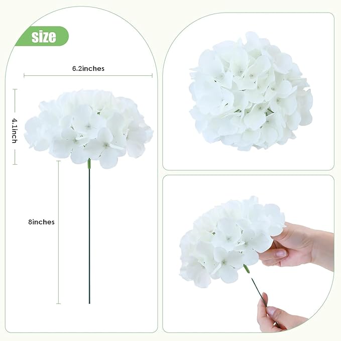AVIVIHO 205Pcs Fake Flowers White Hydrangea Artificial Flowers Bulk (Not Squished, No Steaming Need) Ivory Silk Flowers with Stems for Party Wedding Home Table Centerpieces DIY Florals Arch Decor