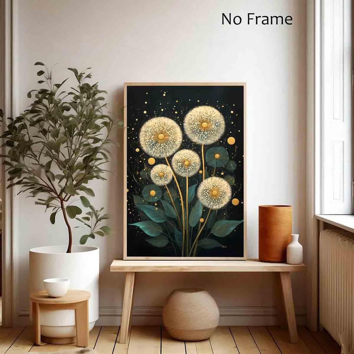 Dandelion Wall Art Abstract Botanical Pictures White Dandelion Wall Art Moody Green Plants Painting Rustic Floral Canvas Abstract Flower Painting Wildflower Vintage Moody Artwork 16x24inch No Frame
