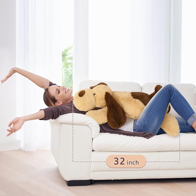 MorisMos 32 Inch 5Lbs Weighted Dog Stuffed Animals, Giant Large Weighted Stuffed Dog Plush Puppy Pillow for Adults Kids, Teens, Girls, Boys